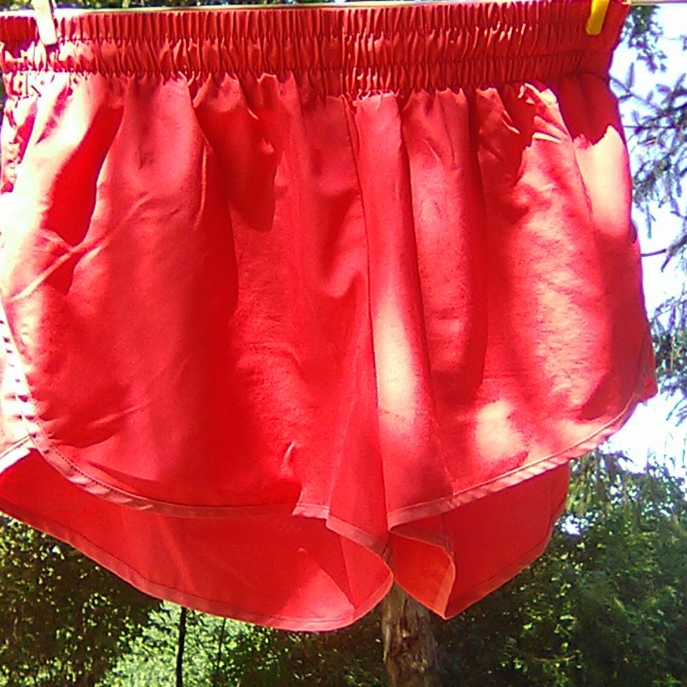 Peach Colored Elastic Waist Gym Shorts